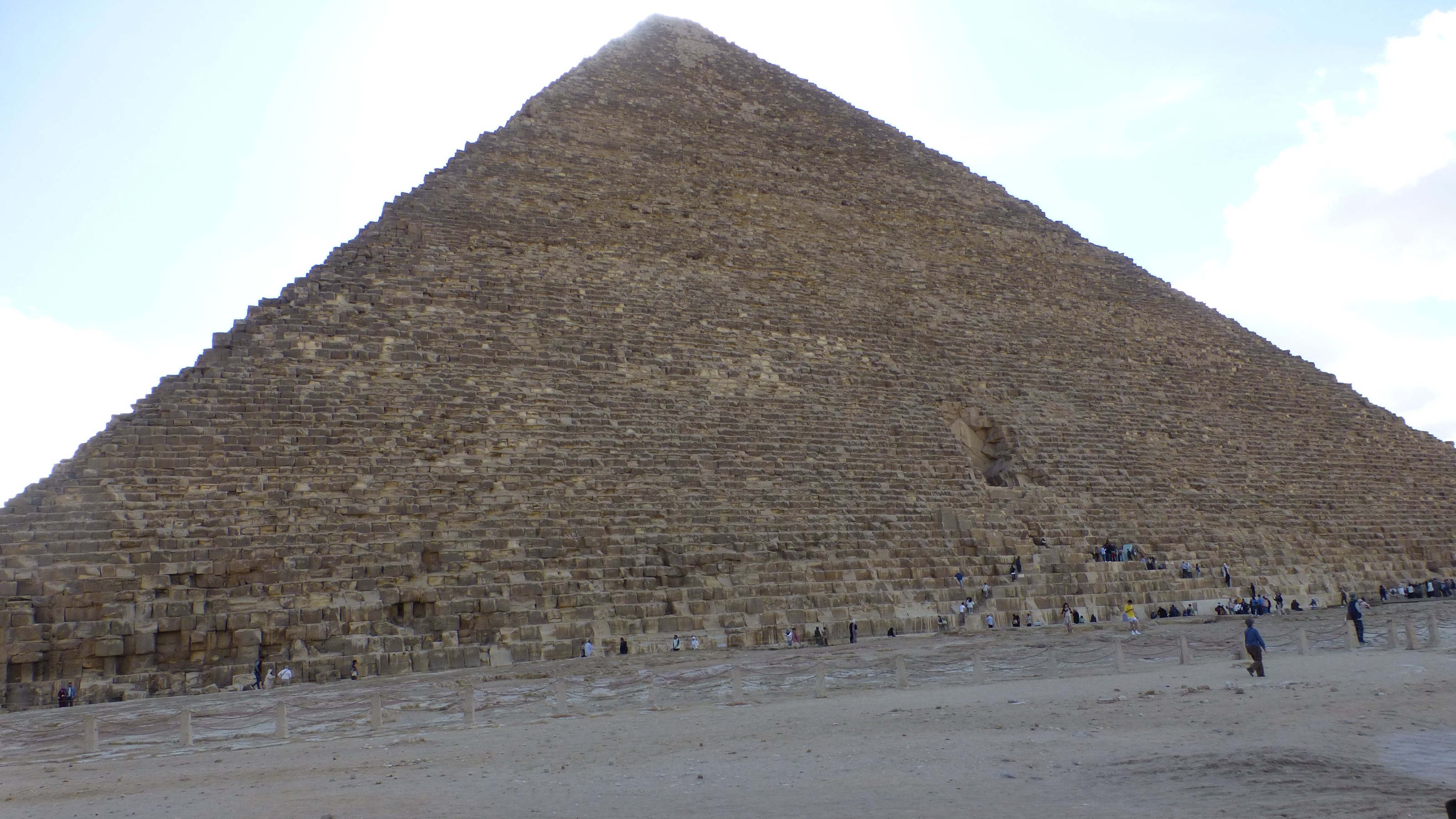 The best overall photo of the Great Pyramid that I could get. Because of it's size, I could not get far enought away to get it all. If you zoom in you will see a line of people just to the right of center climbing the pyramid. Amy and I were on the first course to the left of the line.
