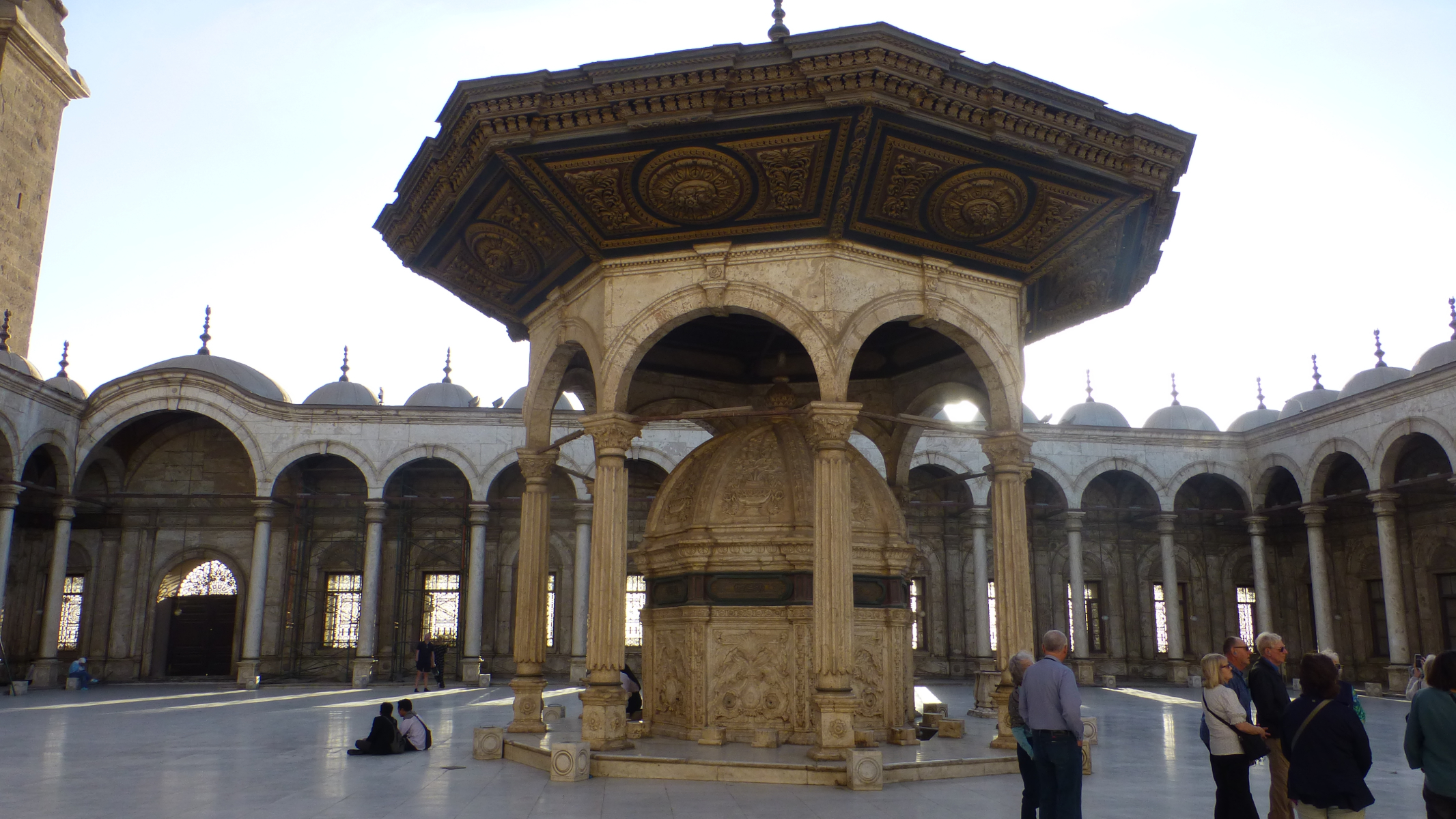 The fountain or a small pool where worshippers perform wudu, the ritual washing required before prayer referred to as the Ablution area.