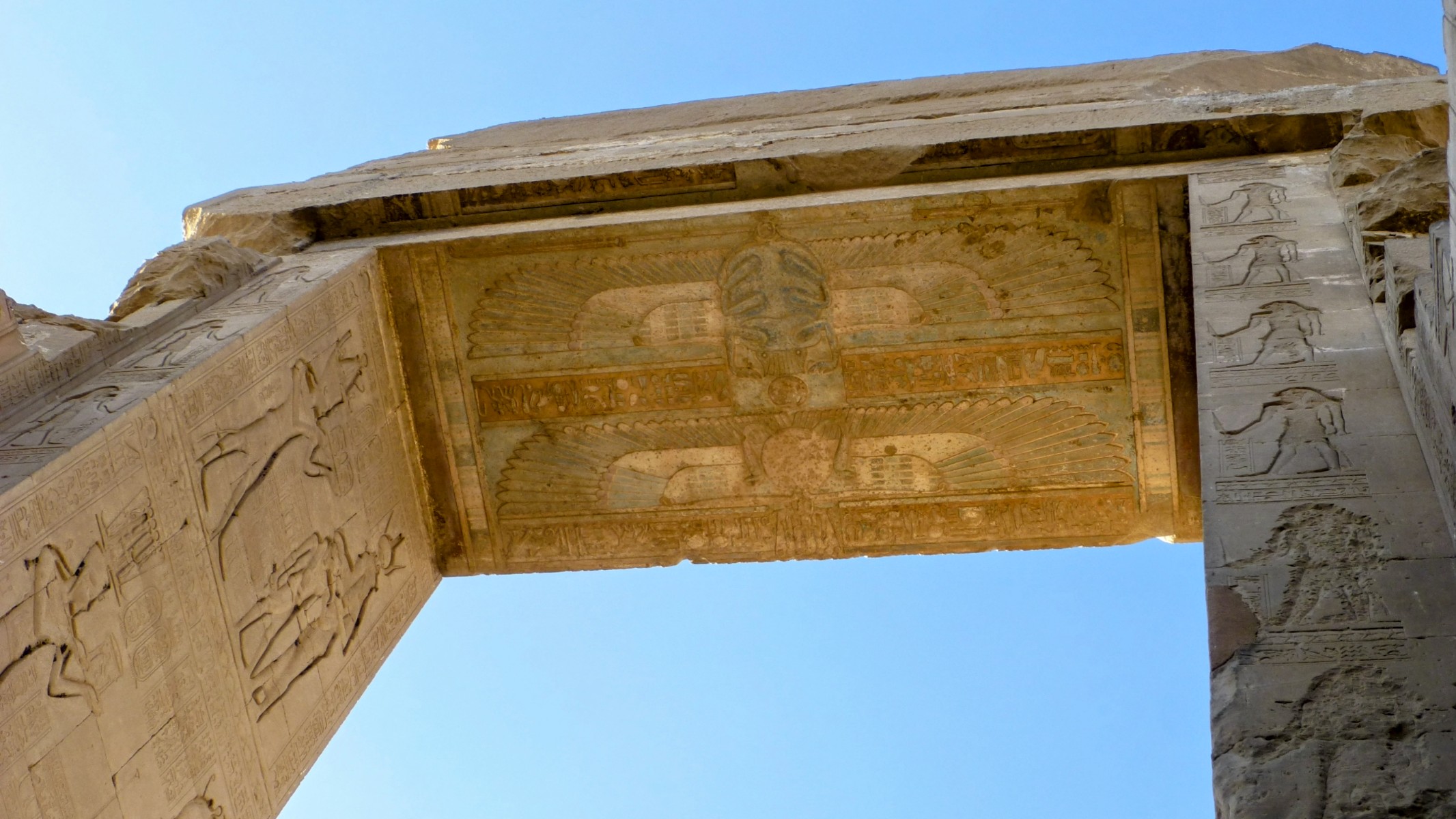The carvings on the capstone of the Trajan Gate.