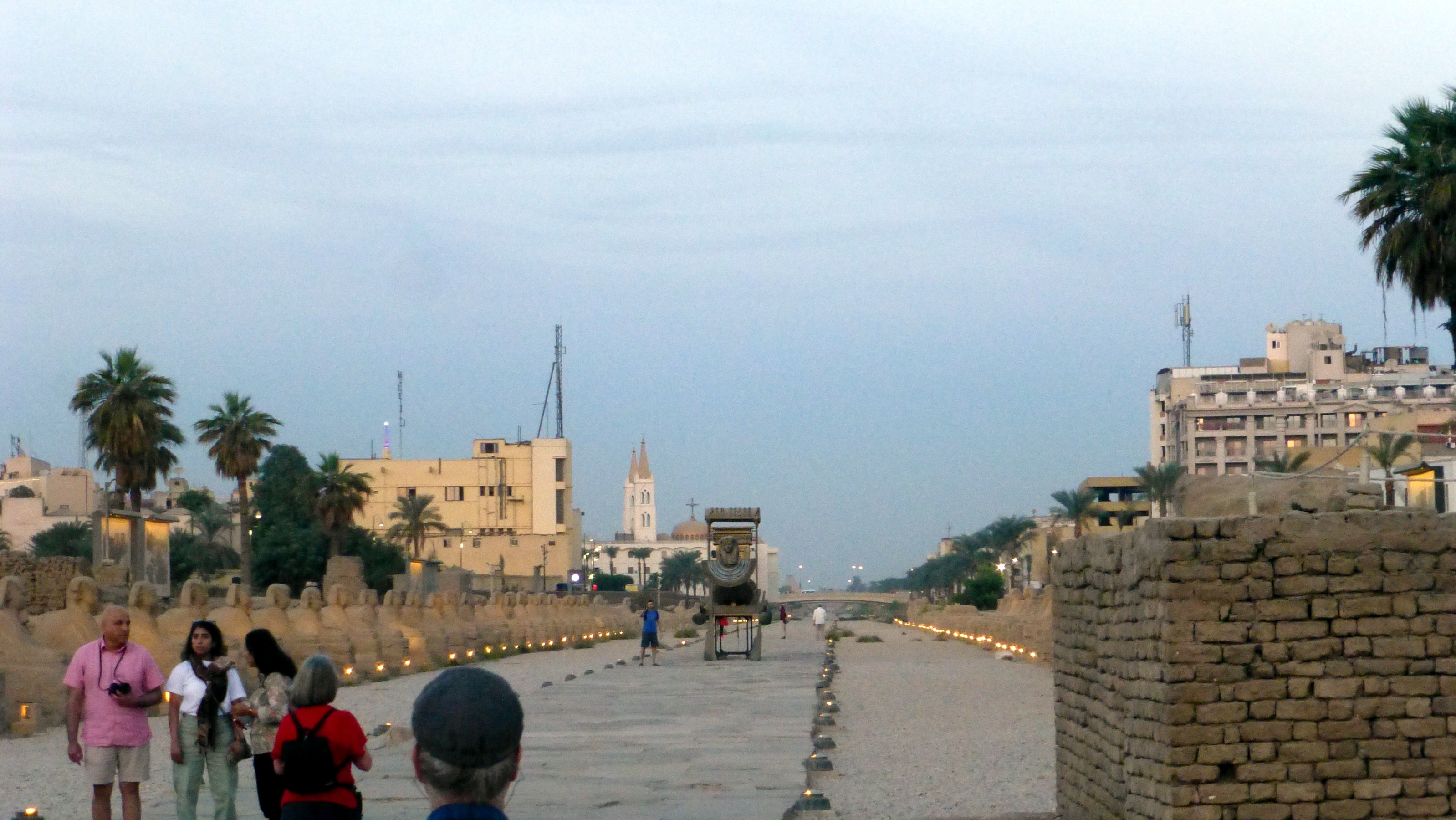 The other end of the Avenue of Sphinxes terminates at Luxor Temple.