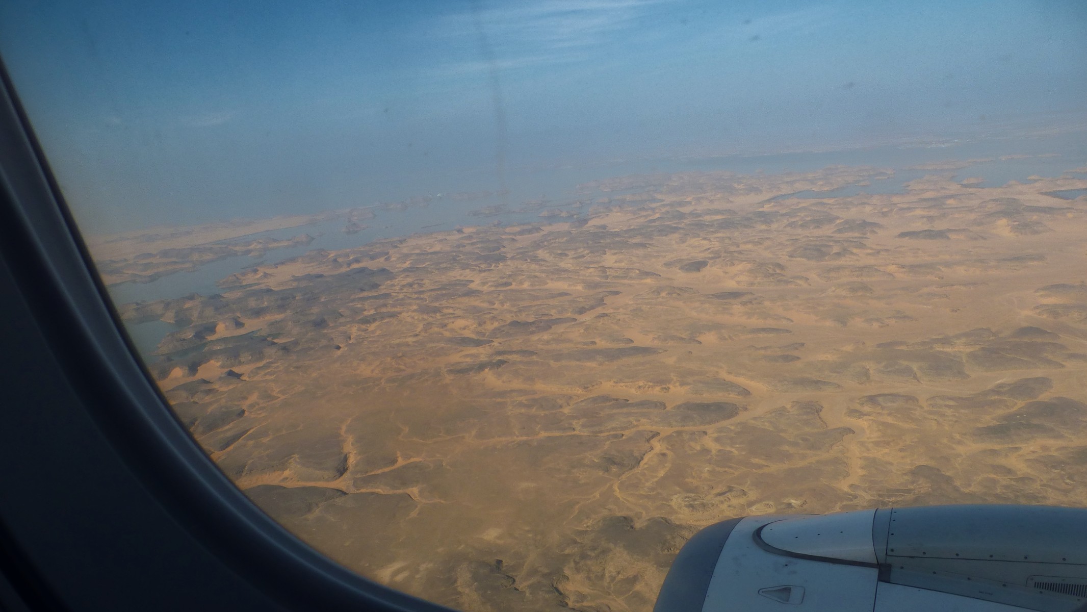 The view from the plane with Lake Nasser in the distance.