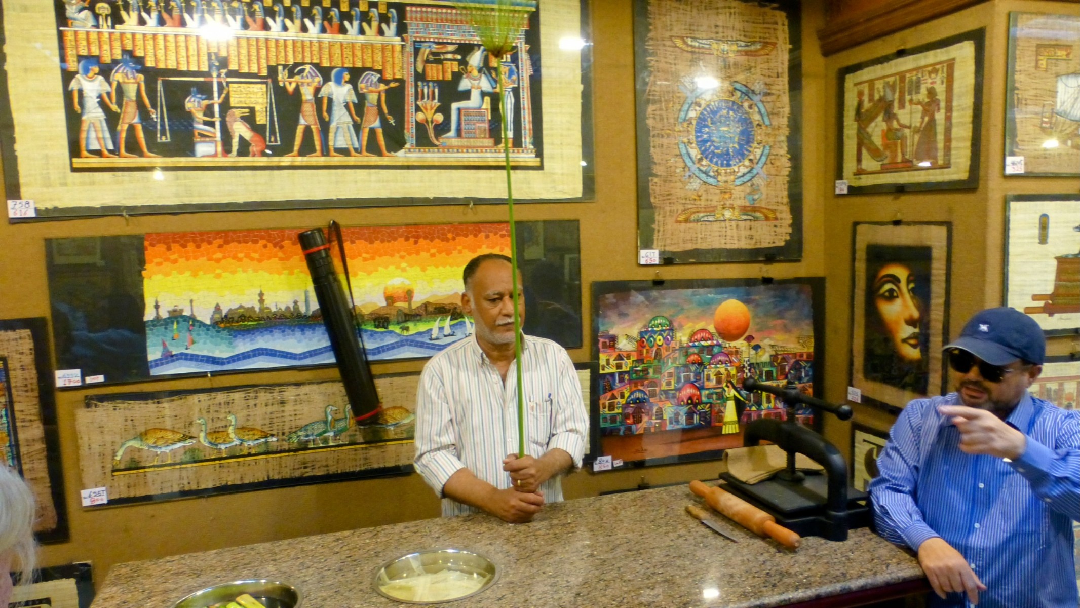 On the way to Aswan Dam we stopped by a papyrus shop where we were treated to a demonstration of how it was made.