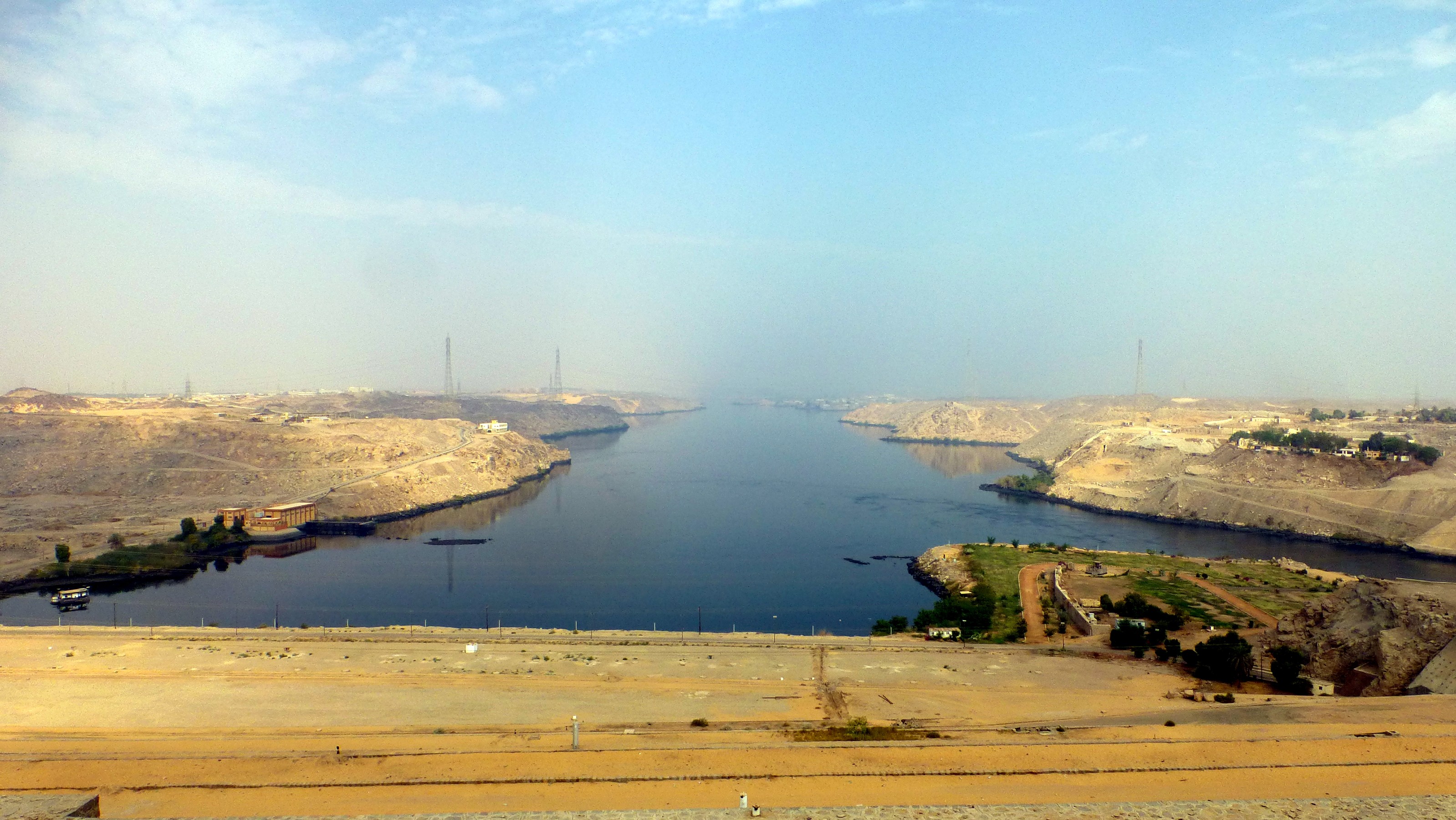 Looking down the Nile from the top of the dam.