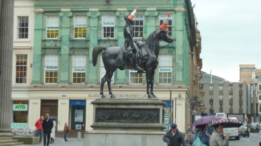 Duke of Wellington Statue near George Square.  The traffic cone dates back to sometime in the 1980’s.