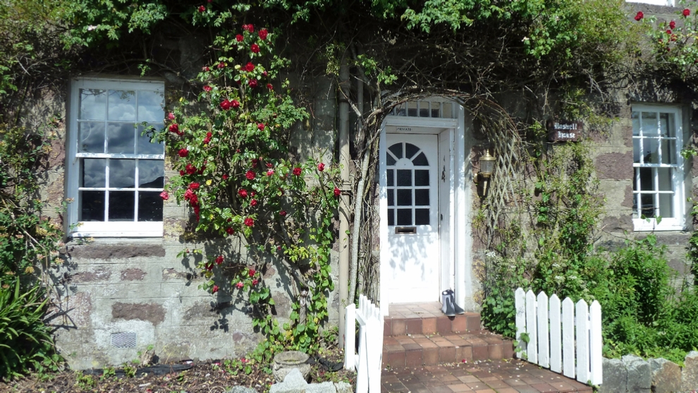 A Doorway along the Harbour with a pair of Wellies