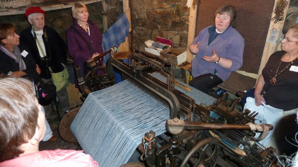 A demonstration of weaving Harris Tweed on a loom