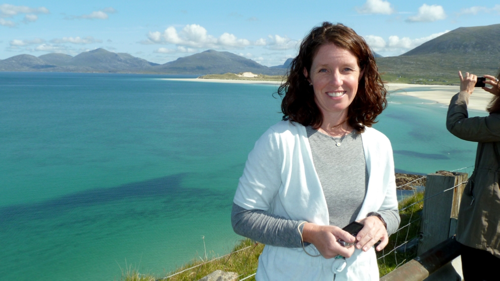 South Lewis is known for its white sand beaches. Here we look to the Sound of Taransay with the Isle of Taransay in the distance.