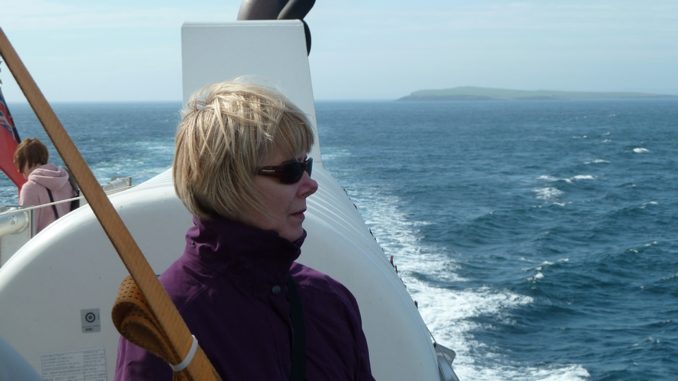 A pensive Linda looks toward the Isle of Switha