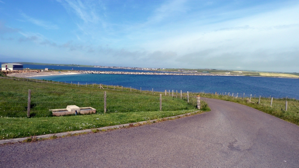 One of th Churchill Barriers viewed from the Italian Chapel