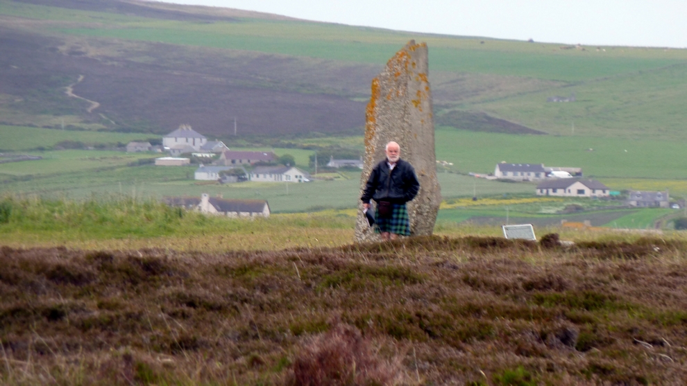 As we walked off, this old gentleman in a kilt just kinda appeared from nowhere. In the distance is the Island of Hoy.