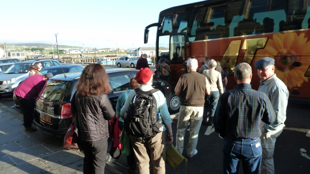 Boarding the Luxury Coach to head south to the mainland