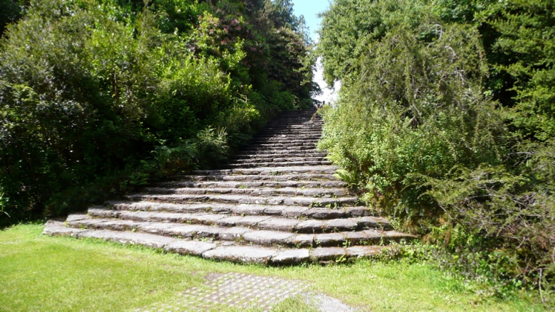 The steps leading to the Grecian Temple