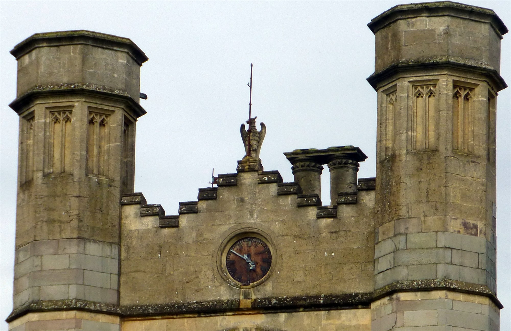 Above the door is the crest of the Smyth's - a Gryphon