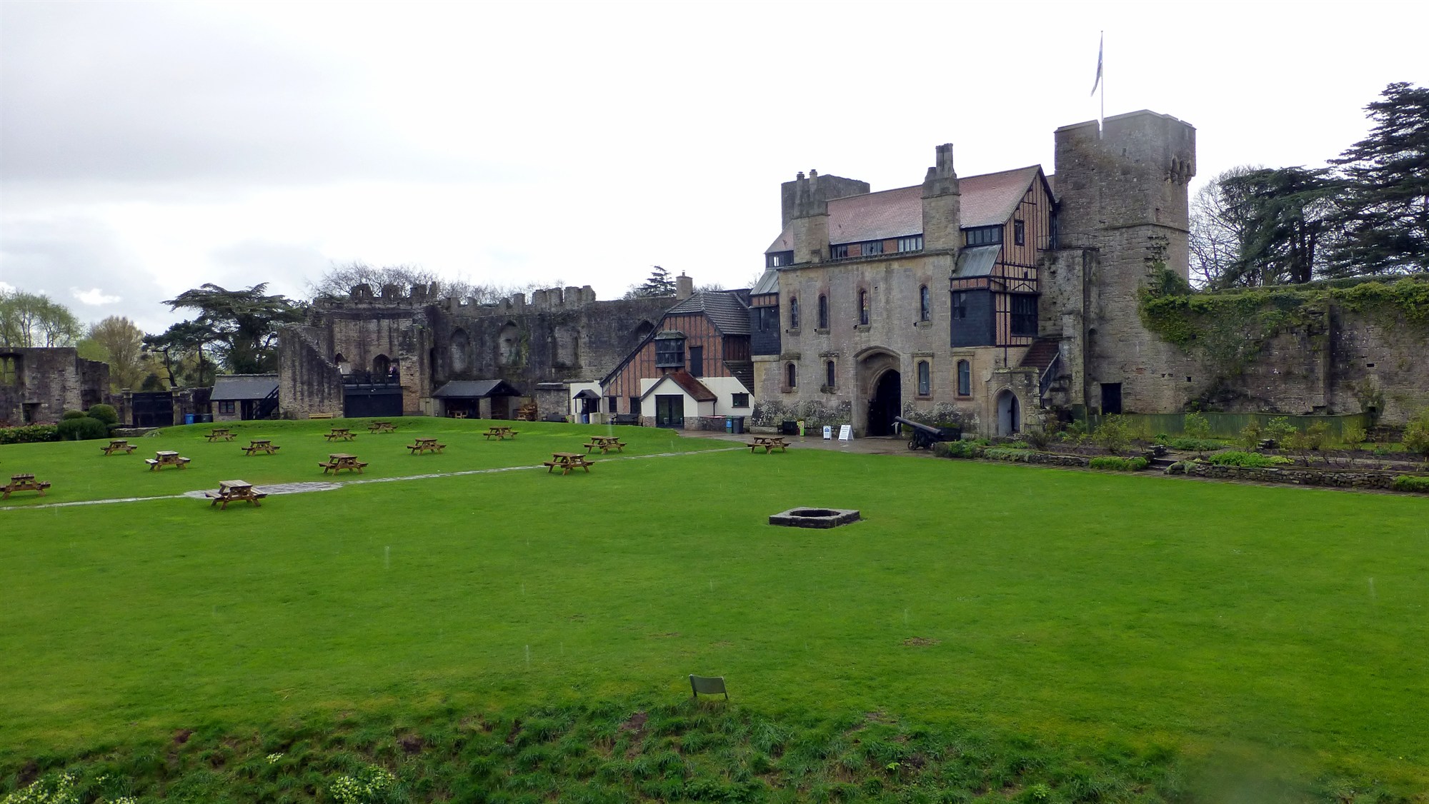 Looking across the Bailey from the Keep. (2017).