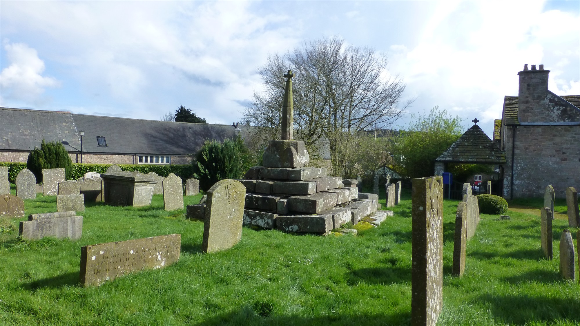 The ancient Preaching Cross at the Church of St. Nicholas, Trellech, Wales