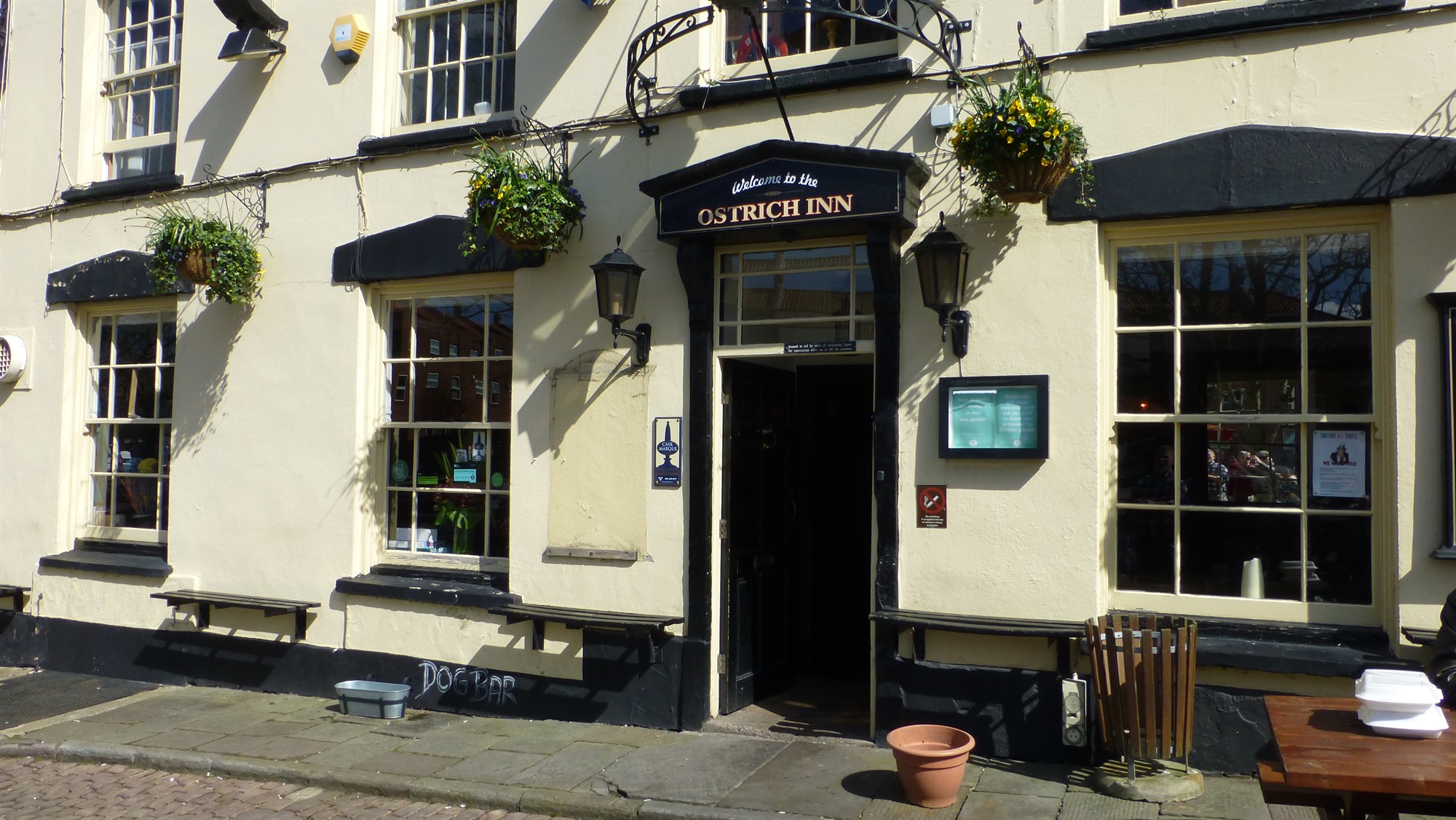 The Ostrich Inn, built in the 18th century, offers excellent food and libations.