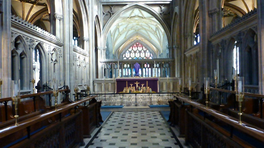 The Alter with its depiction of Calvary.