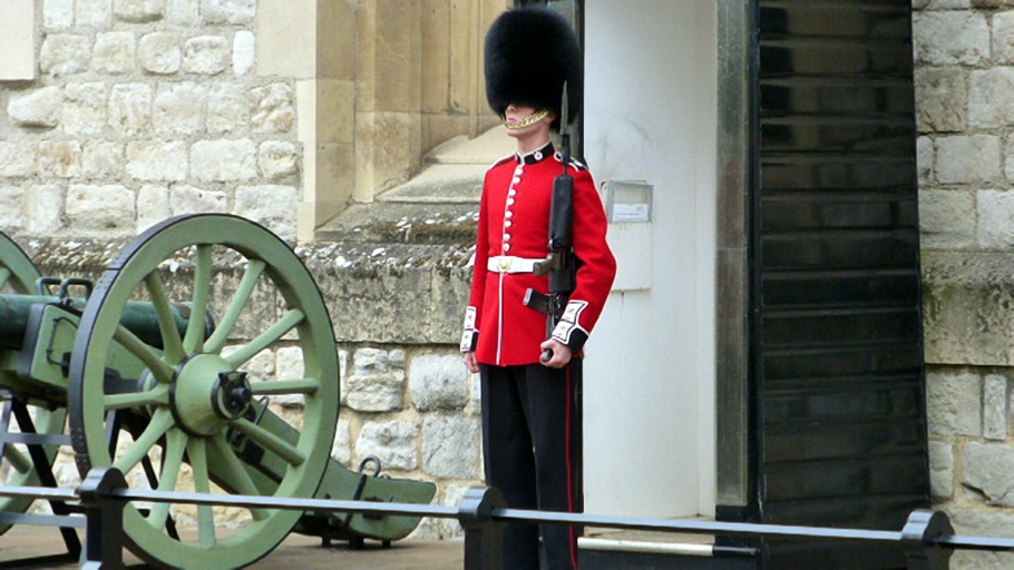 One of the two guards at the entrance to the Jools.