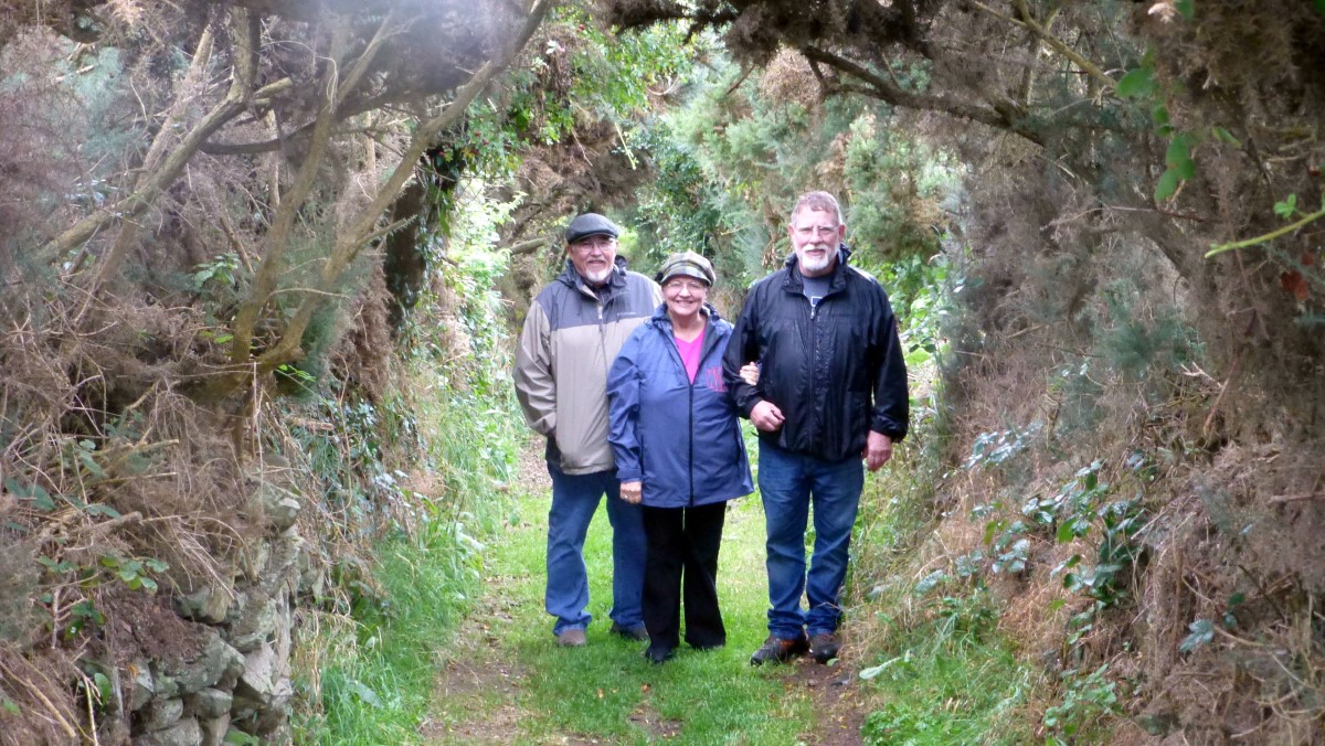 The “tunnel” leading to the Ballynoe Stones. Note Cissy and Tom's most handsome hats
