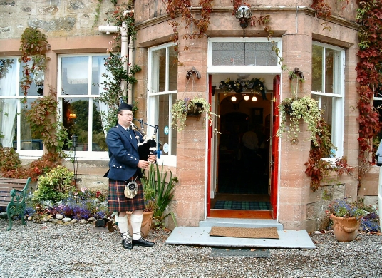 Piping us into the Duisdale Country House Hotel