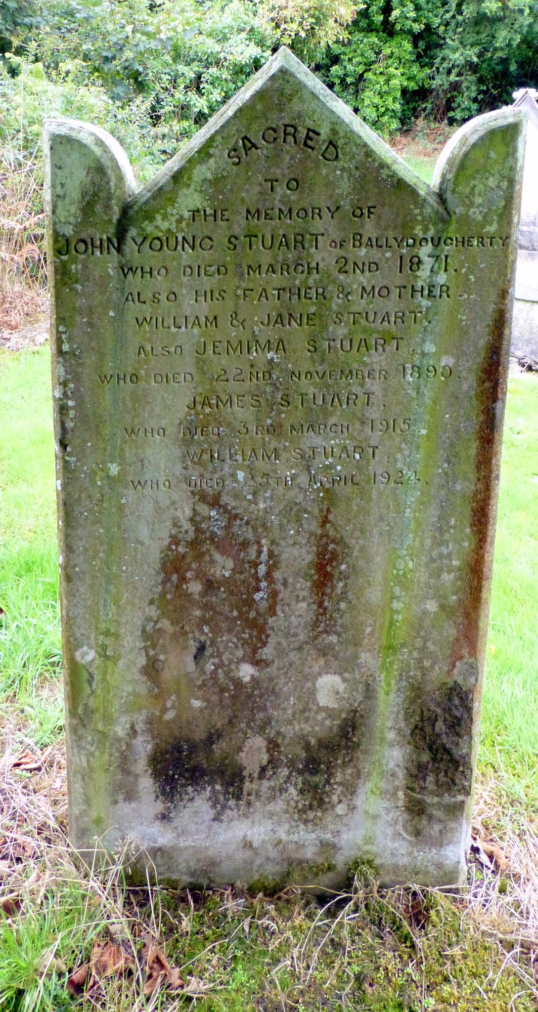 Headstone at Tyrone Ditches Church