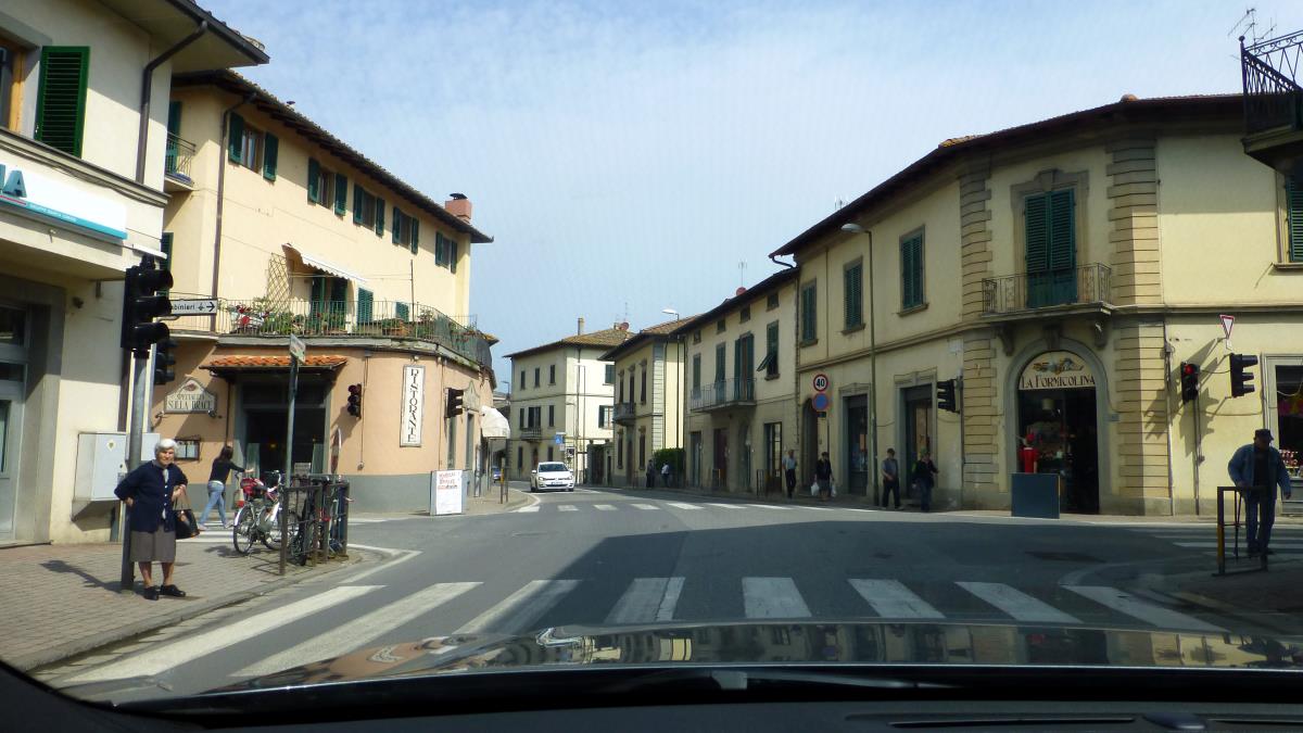 The town of Greve in Chianti along the road to Florence