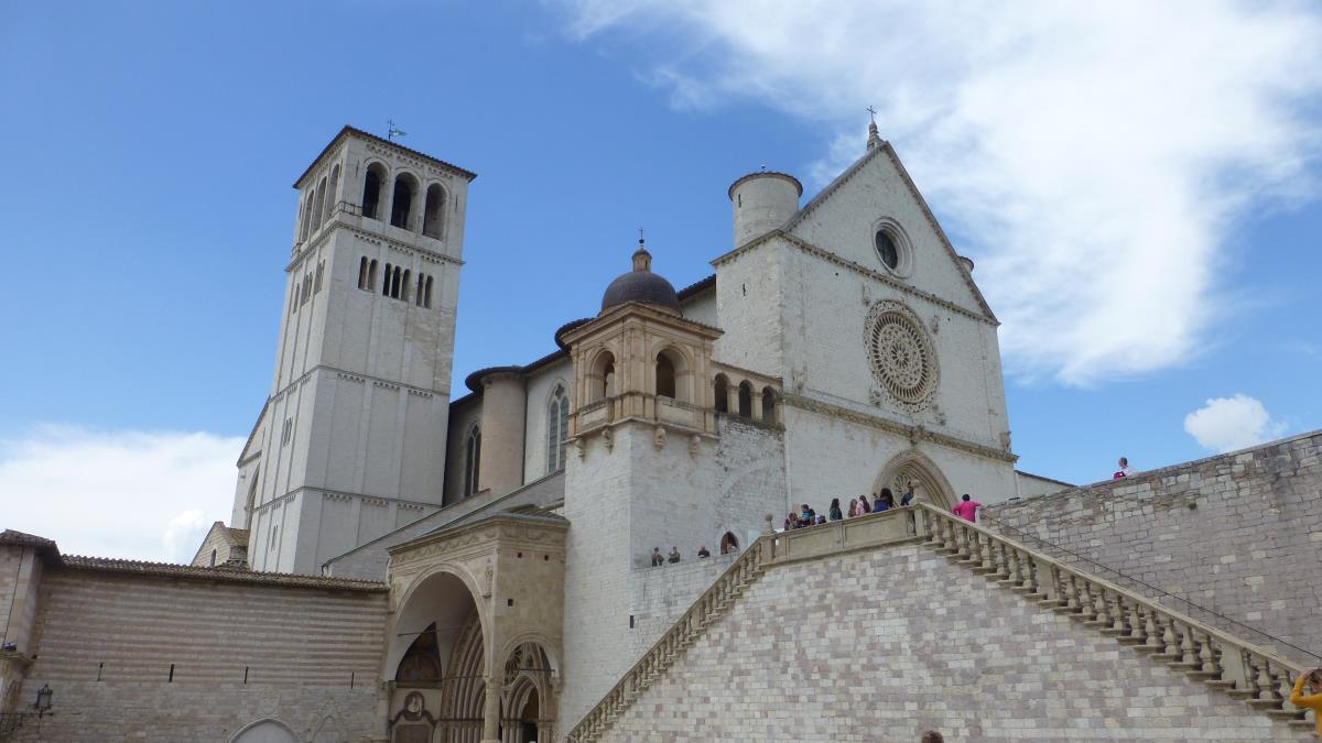 The original Basilica sits atop the new Basilica