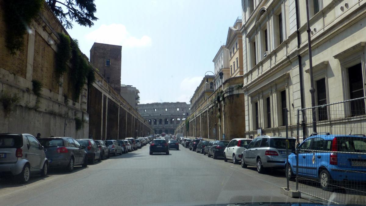 My first look at the Colosseum traveling down Via degli Annibaldi
