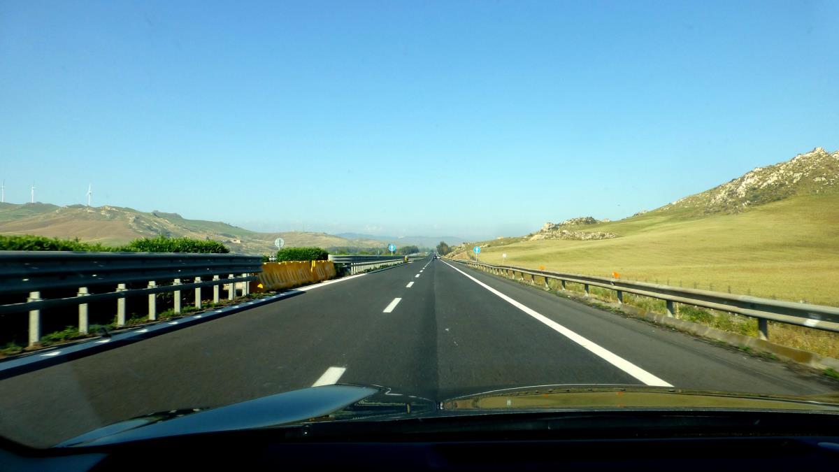Along the road to Agrigento. Note the windmills to the left