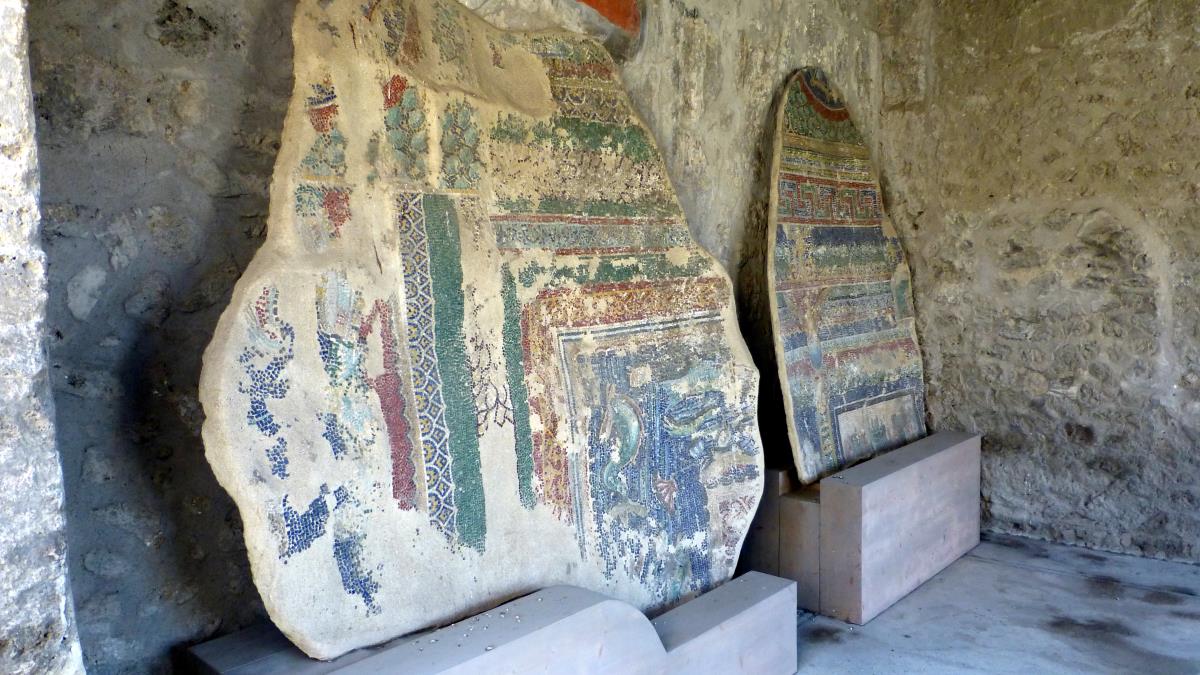 Some of the colorful art that adorned the walls of the dwellings